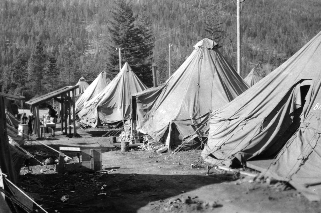 Tents in a Slocan internment camp